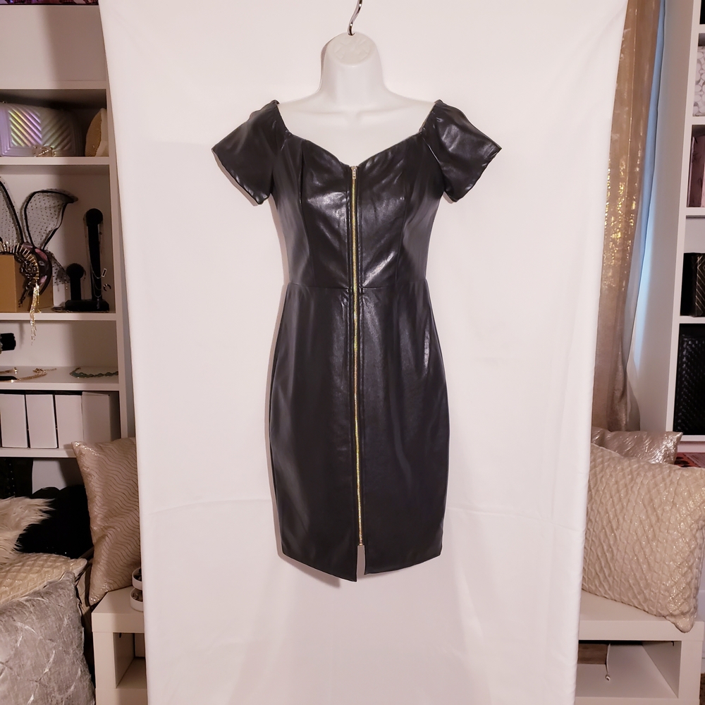Black Faux Leather Dress